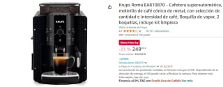 Krups Roma EA810870 Cafetera superautomática por 249,99€