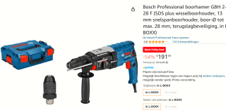 Bosch Professional boorhamer GBH 2-28 F in L-BOXX voor €191,99 bij Amazon