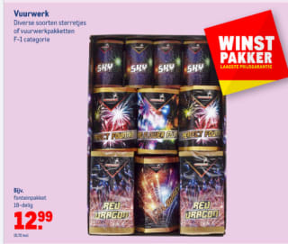 Diverse F-1 categorie vuurwerk voor €15,72 bij de Makro
