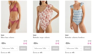 Bikinis completos y bañadores por 8€