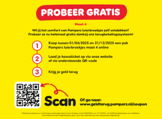 100% terugbetaald op Pampers Pants maat 4