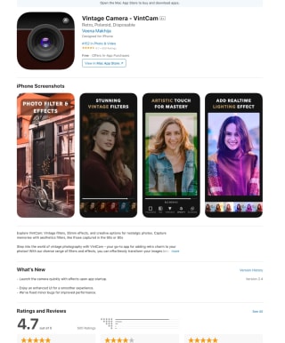 Vintage Camera VintCam 4+ IOS Gratis