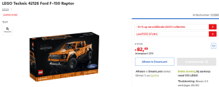 LEGO Technic 42126 Technic Ford® F-150 Raptor voor €82,45 bij Dreamland in België
