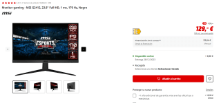Monitor gaming MSI G2412, 23.8" Full-HD, 1 ms, 170 Hz por 100.65€