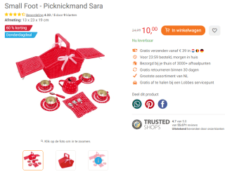 Small Foot - Picknickmand Sara voor €10 bij Lobbes