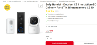 Eufy Bundel - Deurbel C31 met MicroSD + Chime + Pan&Tilt Binnencamera C210 voor €99 bij Praxis
