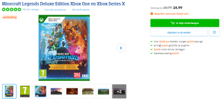 Minecraft Legends Deluxe Edition voor Xbox Series X of Xbox One voor €24,99 bij Coolblue