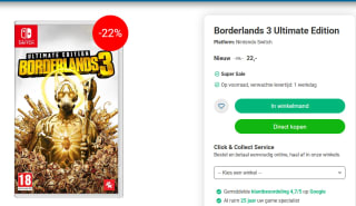 Borderlands 3 Ultimate Edition (Nintendo Switch) voor €22 bij Nedgame