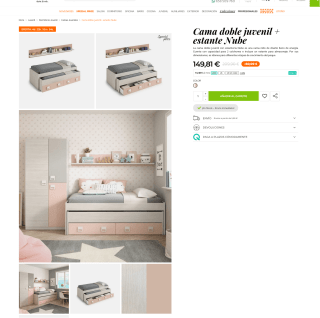 Cama doble juvenil + estante Nube por solo 149,81€