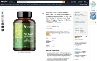 Probióticos y prebióticos intestinales 180 cápsulas por 11,23€