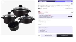 Batería de Cocina 7 piezas Magefesa Kenia, acero vitrificado exterior negro. Antiadherente bicapa Reforzado por 21.99€