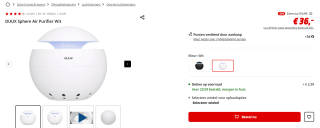 Duux Sphere Air Purifier voor €36 bij Mediamarkt