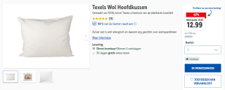 Texels wol hoofdkussen voor maar €12,99 bij Lidl