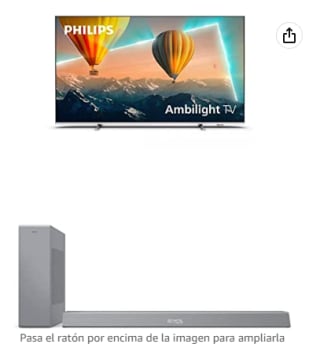 Smart TV LED 4K marca Philips modelo 50PUS8057/12 + Barra de Sonido con Subwoofer Inalámbrico B8505/10, Plata sólo 379€