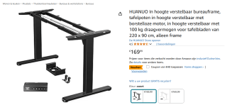 Huanuo Elektrisch zit-sta-bureau - in hoogte verstelbaar frame voor €129,99 bij Amazon