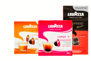 50% korting op Lavazza Nespresso koffiecups of Dolce Gusto koffiecapsules bij de Plus
