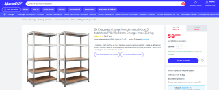 2x Étagères charge lourde metallique 5 tablettes 170x75x30cm Charge max. 350 kg à 58,99€