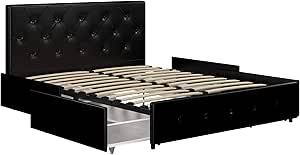 DHP Dakota King Bed with Storage - Black PU for £81.32