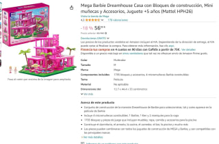 Mega Barbie Dreamhouse Casa con Bloques de construcción, Mini muñecas y Accesorios por 56,80€