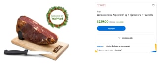 Jamón Serrano Argal Mini 1kg + Jamonero + Cuchillo por $229 | Descuento Walmart