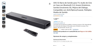 OXS S3 Barra de Sonido para TV con Bluetooth 5.0, Graves Dinámicos, Sonido Envolvente 3D por 99,99€