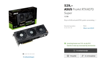 ASUS ProArt GeForce RTX 4070 Super 12G Videokaart voor €529 bij Galaxus