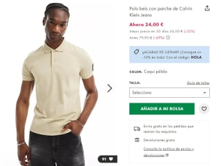 Calvin Klein Jeans Polo beis por 21.60€