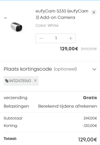 EufyCam 3 (uitbreiding) - Bewakingscamera voor €129 dmv code bij Eufy