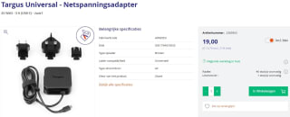 Targus Universal - Netspanningsadapter voor €19 bij Azerty