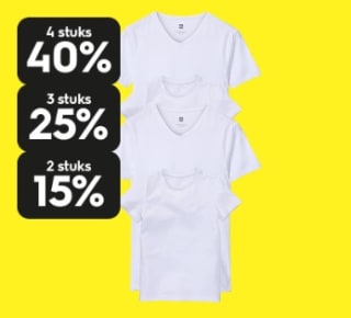 Tot 40% stapelkorting op basic kinder- en heren-t-shirts bij HEMA