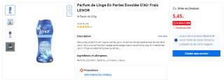 Parfum de Linge En Perles Envolée D'Air Frais LENOR à 5,45€