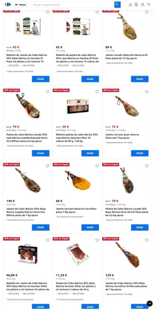 -20% Acumulación en Jamones y Paletas piezas desde Carrefour.