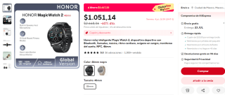 Smartwatch Honor Magic Watch 2 por $1,051 en AliExpress