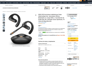 Auriculares EKSA S30 Inalámbricos Oreja Abierta Open Ear Oficina Bluetooth 5.3 a solo 49,99€