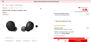 Sony WF-C500 - Volledig draadloze oordopjes - Zwart voor €29 bij de Mediamarkt