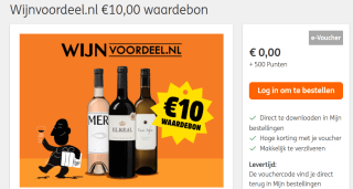 Wijnvoordeel.nl €10,00 waardebon voor 500 ING punten