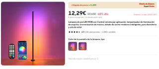 Lámpara de pie LED RGB con Control remoto por aplicación por 12,29€