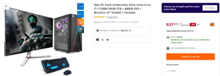 Pack Ordenador Neo-PC Elite Intel Core i7-11700K/16GB/1TB + 480GB SSD + Monitor 27" FullHD + Teclado por 937.61€