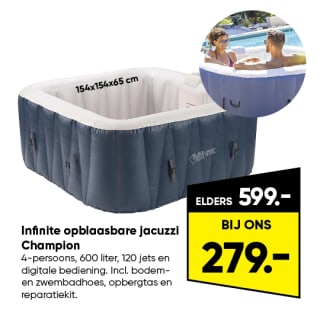 Infinite opblaasbare jacuzzi champion voor €279 bij Big Bazar