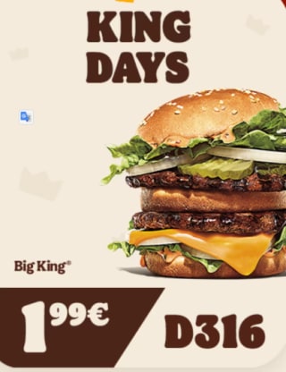 Buerger King hamburguesa Big King por 1,99€