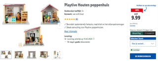 Playtive houten poppenhuis voor €9,99 bij Lidl