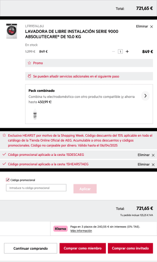 Lavadora AEG Serie 9000 10KG Clasificación A + por solo 721,65€
