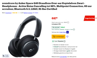 Anker SoundCore Q45 Draadloze Noise Cancelling Koptelefoon voor €68,99 bij Bol