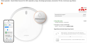 Xiaomi Robot Vacuum E12, WiFi, Aspirador y mopa, Tecnología giroscópica, Autonomía 110 min, Control por app por 179.99€