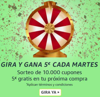 Cupones Gratis de Amazon al Girar la Ruleta (seleccionados sólo desde la app)
