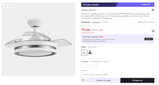 Ventilador De Techo DC MIOK S Negro Oro Led 3 Temperaturas, Regulables, Temporizador AkunaDecor por 77.65€ (Cuenta Nueva 65.65€)