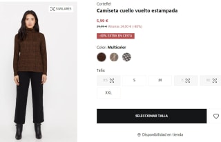 Camiseta cuello vuelto estampada para Mujer Springfield por 3.59€