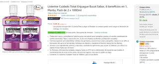 Pack x2 Listerine Cuidado Total 1000ml por solo 7.70€