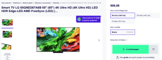 Smart TV LG 65QNED87A6B 65" (65") 4K Ultra HD voor €999,98 bij Productpine