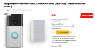 Ring Battery Video Doorbell Satijn + Chime voor €69 bij Bol
